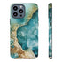 Aquamarine inspired Geode in Watercolor - Impact Resistant Phone Case iPhone 13 Pro Max Matte
